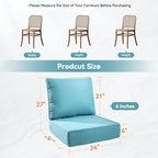 Luxury 6" Outdoor Cushions for Patio Furniture, 24x24x6" Thick Seat Cushion Set of 10, Fade Resistant Couch Chair Replacement Cushions High Density Deep Wicker Chair Cushion w/ Removable Cover, Teal
