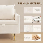 Furnimart Beige Mid-Century Modern Corduroy Storage Accent Chair with Arm, 1-Seater, Built-in Storage, Reading Chair for Bedroom, Living Room, Apartment