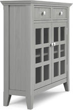 SIMPLIHOME Acadian SOLID WOOD 36 Inch Wide Rustic Entryway Hallway Storage Cabinet in Fog Grey, For the Living Room, Entryway and Family Room