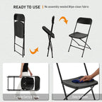 SEALAMB Plastic Folding Chairs 10 Pack, Black Commercial Portable Indoor/Outdoor Chairs for Home Office, Wedding, Events Parties with Steel Frame, 350lbs Capacity (Black-Plastic, 10 Pack)
