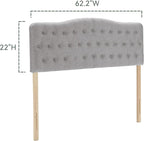 Upholstered Queen Headboard, Button Diamond Tufted Headboard with Adjustable Height and Solid Wood Leg, Linen Fabric Padded Headboards for Queen Size Bed, Mordern Head Board, Grey