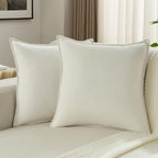 FUTEI Cream White Chenille Throw Pillow Covers 20x20 Inch Set of 2,Edges Double-Stitched Cushion Cases,Modern Home Decor for Couch Living Room