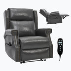 Manual Recliner Chair with Massage & Lumbar Heat, Breathable Leather Reclining Chair for Adults, Humanized Design Easy to Install Living Room Recliners Grey