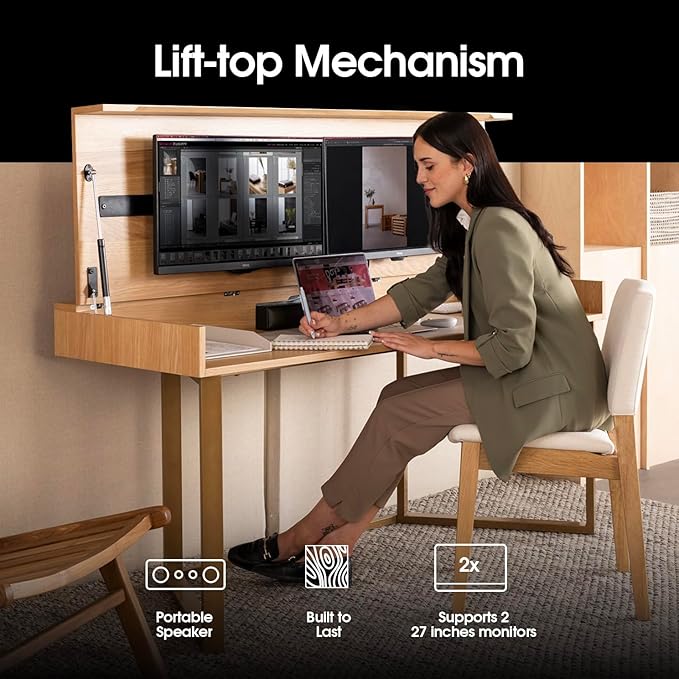 Transformer Table Adjustable Desk, Simple Modern Home Office Desk with Storage, Folding Table Small Desk into Dining Table, Multiuse Computer Desk Gaming Desk, Work from Home Essentials (1 Unit)