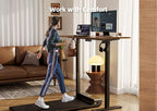 YDN Electric Standing Desk Adjustable Height, 48 x 24 Inches Stand up Desk with Cable Management, Home Office Desks with Splice Board & Black Frame, Rustic Brown Top