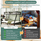 Bunk Beds Twin XL Over Queen, Heavy Duty Bunk Beds with Bottom Space & Guardrail Metal Bunk Bed Frame for Adults Teens Dorm Bedroom Guest Room, No Box Spring Needed（Black）