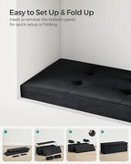 SONGMICS Mazie Collection - Storage Ottoman Bench, Foldable Foot Rest, 15 x 43 x 15 Inches, End of Bed Bench, Storage Chest, Load 660 lb, Living Room, Bedroom, Entryway, Ink Black ULSF277B01