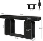 Tribesigns Farmhouse Wood Console Table, 70.9-Inch Entryway Accent Table with U-Shaped Base, 2-Tier Extra Long Sofa Tables for Entrance, Hallway, Living Room (Black)