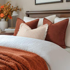 ZWJD Rust Throw Pillow Covers 20x20 Set of 2 Chenille Fall Pillow Covers with Elegant Design Soft and Luxurious Decorative Throw Pillows for Couch, Bed, and Home Decor