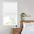 Madison Park Kyler Cordless Roman Shades - Single Panel, Lightweight Linen Blend Fabric, Natural Design, Easy Installation, Light Filtering Window Blind, Bedroom, Living Room Decor 31"W x 64"H White
