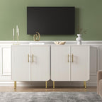 Buffet Cabinet with Storage, Sideboard with 2 Doors, Adjustable Shelf, Fluted Accent Cabinet for Living Room, Modern,White