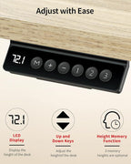 Okin Standing Desk Electric Adjustable Computer Desks, Whole Piece Stand up Desk Office Gaming Home Office Memory Desks 48x24 inches Cream Pecans