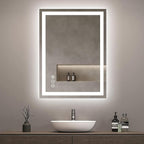 Awoco 24''x32'' LED Bathroom Mirror with Light, Lighted Vanity Mirror with Backlit and Front Light, Dimmable Anti-Fog Memory Function Lighted Mirror with 3 Colors for Bathroom Wall