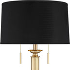 Possini Euro Design Wynne 30" Tall Traditional Glam Table Lamp with USB Ports A+C Charging Warm Gold Metal Black Drum Shade for Living Room Bedroom House Bedside Nightstand Office Reading Family
