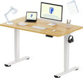 FLEXISPOT EN1 One Piece Standing Desk, 48 x 24 Inches Height Adjustable Desk Electric Stand up Desk Home Office Table for Computer Laptop (White Frame + Maple Desktop)