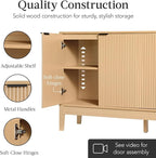 Best Choice Products 55" Modern 4-Door Sideboard Storage Cabinet, Buffet, Media Cabinet, Cupboard, Entryway Accent Table, Bookcase w/Reed Panels and Adjustable Shelves – Natural
