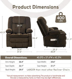 ABCASA Oversized Dual Motor Lay Flat Power Lift Massage Recliner Chair Set of 2, Lift Chairs Recliner with Lumbar Pillow, Cup Holder for Elderly with Heat for Living Room - Brown