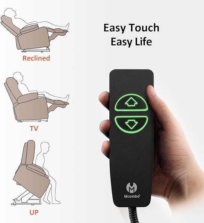 MCombo Small Power Lift Recliner Chair for Elderly, Petite Power Lift Chair with Heat and Massage for Seniors, Cup Holders, USB & Type C Ports, Fabric 7141 (Grey)