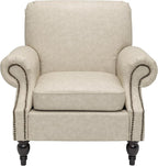 Accent Chair,22.4" Seat Depth Armchair with Roll Arms,36.6W*34.3D*34.6H Living Room Chair,Wood Legs,Set of 1,Faux Leather in Khaki