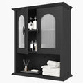 CJL Bathroom Wall Cabinet with Fluted Door, 18.9'' x 23.6'' Medicine Cabinet, Over The Toilet Storage Cabinet, Black