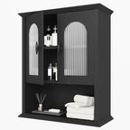 CJL Bathroom Wall Cabinet with Fluted Door, 18.9'' x 23.6'' Medicine Cabinet, Over The Toilet Storage Cabinet, Black