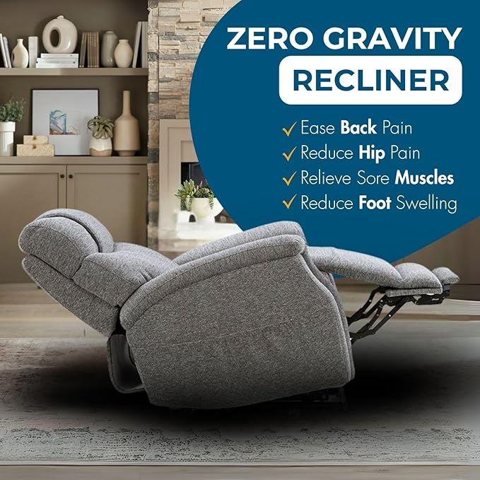 Power Lift Recliner Chair for Elderly - Electric Powered Recliner with Zero Gravity, 360 lbs Capacity, Extended Leg Support, USB, Supportive Design for Seniors, Dark Gray