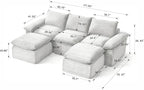 113.03" Sectional Couches for Living Room Modern Modular Sofa with U-Shape Couchs Upholstered Corduroy Boneless Couch Deep Seat Cloud Couch with Ottoman, No Assembly Required, Dark Gray