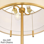 Possini Euro Design Granview Mid Century Modern 66" Tall Standing Floor Lamp with Glass Table USB Port Gold Metal Warm Brass Finish Living Room Bedroom House Reading Office Home Decor Entryway