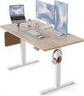 CubiCubi Height Adjustable Electric Standing Desk, 55 x 28 Inches Sit Stand up Desk, Large Memory Computer Home Office Desk with Two-Piece Desktop (Maple)