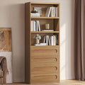 Bookcase with 4 Drawers, 72.1" Tall Bookshelf with 3 Storage Shelves, Large Bookshelves Cabinet for Living Room, Bedroom, Home Office (Oak Brown)