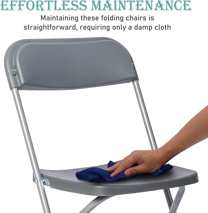 30 Pack Plastic Grey Folding Chairs,Portable Party Chairs Stackable Commercial Seats with Steel Frame for Office Home Outdoor Indoor Wedding Party Patio Dinning Events,350lbs Capacity