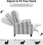 Recliner Chair, Modern Pushback Armchair with Adjustable Backrest & Footrest for Bedroom, Living Room-Grey Stripe,1 SEAT