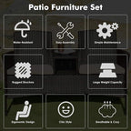 COSTWAY 2-Seat Patio Conversation Sets, Outdoor Patio Loveseat Set with Removable Cushions & Built-in Coffee Table for Backyard, Garden, Lawn, Balcony, Brown+Beige