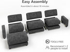 Sunny Heart 120" L-Shaped Modular Sectional Sofa, Oversized Cloud Couch with Movable Ottoman, 4-Seat Chenille Deep Seat Sofa with Pillow, Sectional Couches for Living Room, Apartment, Dark Grey