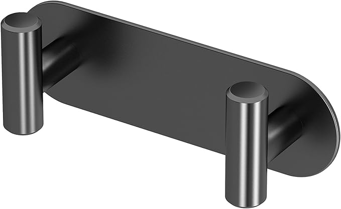 Gatco 1291MX Modern Decor Wall Hook. Coat Hat Towel Robe Hook. for Entryway, Living, Kitchen, Bedroom, Bathroom. 2-Hook. Matte Black on Premium Brass.