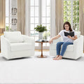 MINCETA Accent Chairs Set of 2, 360° Swivel Barrel Chair with High Density Foam, Oversized Reading Chair with Sherpa Teddy Upholstered Armchair for Living Room, Bedroom, Apartment White