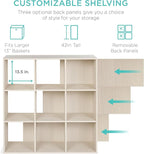 Best Choice Products 9-Cube Storage Organizer, 13.5in Shelf Opening, Bookcase, Display Shelf, Customizable w/ 3 Removable Back Panels – Whitewash
