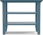 SIMPLIHOME Acadian 14-inch Wide Solid Wood Narrow End Table in Distressed Coastal Blue, Transitional-Style Side Table for Living Room, Bedroom, or Family Room with 2 Open Shelves