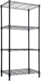 Whitmor 4 Tier Storage Shelves, Heavy Duty Metal Shelving, 400 lbs Capacity per Shelf, 1600 lbs Total, Easy Assembly for Kitchen, Garage, Plant, 18" L x 12" W x 38" H, Black