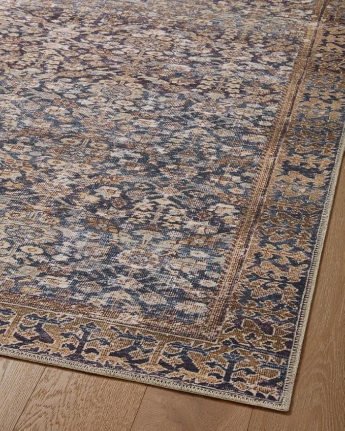 Loloi Amber Lewis Georgie Collection GER-05 Denim/Spice 18" x 18", .19" Pile Height, Sample Rug