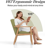 KCC Mid-Century Modern Linen Fabric Accent Chair Set of 2, Upholstered Tufted Leisure Chair Comfy Reading Side Chair with Armrest and Solid Wood Frame for Living Room Bedroom Balcony(Green)
