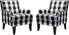HULALA HOME Modern Accent Chairs Set of 2, Farmhouse High Back Buffalo Plaid Chairs with Wooden Legs & Nail Head Trim, Comfy Upholstered Armchairs for Living Room/Bedroom (Buffalo Black)