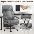 CLATINA Big and Tall Executive Office Chair, Extra Wide Seat, 800 LBS Capacity Heavy Duty Ergonomic Cloth Desk Chair with Wheels and Padded Armrests, High Back Fabric Computer Task Chair, Grey