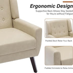 Lumibee Accent Chairs Set of 2, Modern Faux Leather Armchairs for Living Room, Comfy Upholstered Arm Chairs Tufted for Indoor Bedroom Office Room (P Cream)
