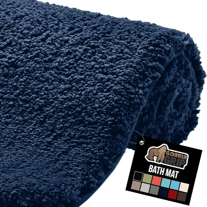 GORILLA GRIP Bathroom Rugs, 36x24, Ultra Soft Absorbent Mat, Thick Plush Bath Rug, Machine Washable, Microfiber Quick Dry, Mats for Shower, Bathtub and Floor, Home Decor Accessories, Navy Blue