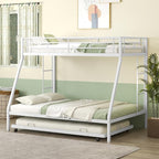 Giantex Twin Over Full Bunk Bed with Trundle, Heavy-Duty Metal Triple Bunk Beds w/Two Side Ladders & Safety Guard Rail, 3 in 1 Bunk Beds for Kids Teens, No Box Spring Needed,White
