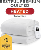 Sunbeam Premium Quilted Electric Heated Mattress Pad Twin 39" x 75" - 12 Heat Settings, 12-Hour Selectable Auto Shut-Off, Fast Heating, Warming Bed, Machine Washable, Extra-Soft Warm Cozy