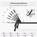 PURPLE LEAF Outdoor Oversized Lounge Chair Set of 3 Patio Chaise Pool Lounger Aluminum Frame with Side Table and Wheels for Outside Sunbathing Tanning Recliner Including Pillows White