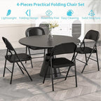 Metal Folding Chairs Steel Frame with Double Hinged for Office Kitchen Dinning Wedding Patio and Garden,No Assembly, Set of 4, Black