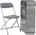 10 Pack Plastic Grey Folding Chairs,Portable Party Chairs Stackable Commercial Seats with Steel Frame for Office Home Outdoor Indoor Wedding Party Patio Dinning Events,350lbs Capacity